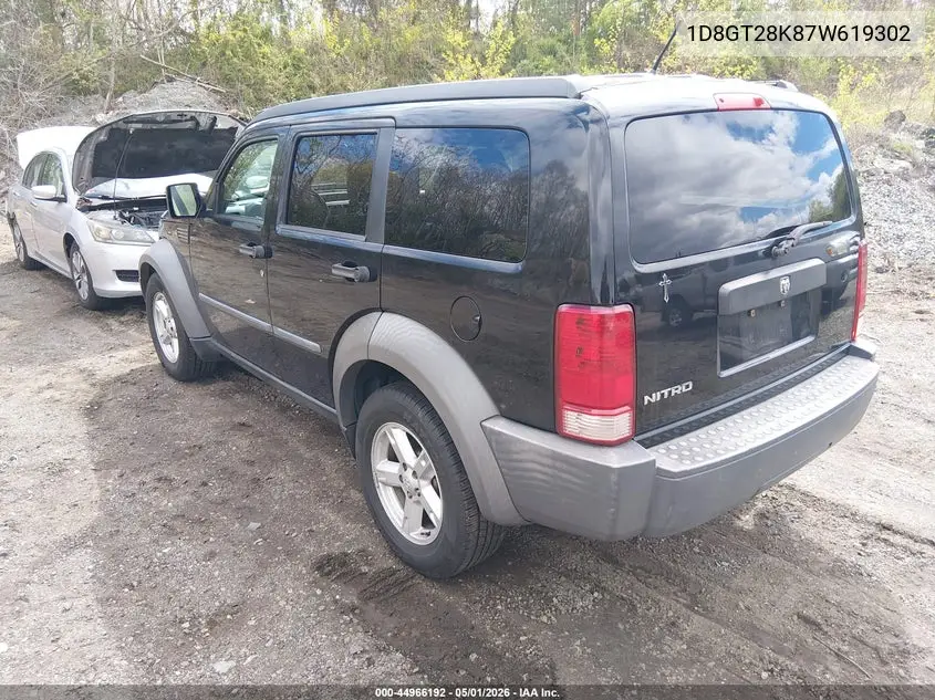 2007 Dodge Nitro Sxt VIN: 1D8GT28K87W619302 Lot: 44966192