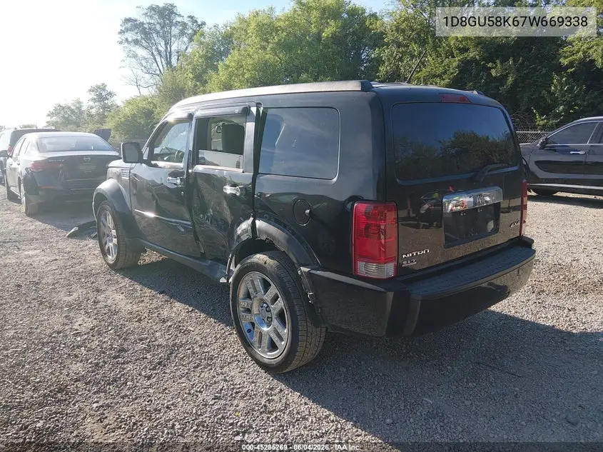 2007 Dodge Nitro Slt/Rt VIN: 1D8GU58K67W669338 Lot: 45285269