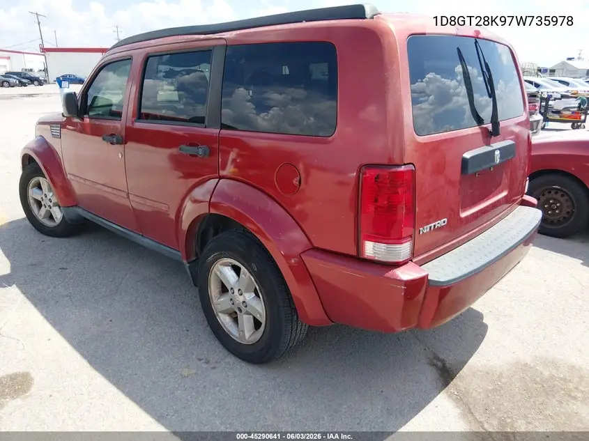 2007 Dodge Nitro Sxt VIN: 1D8GT28K97W735978 Lot: 45290641
