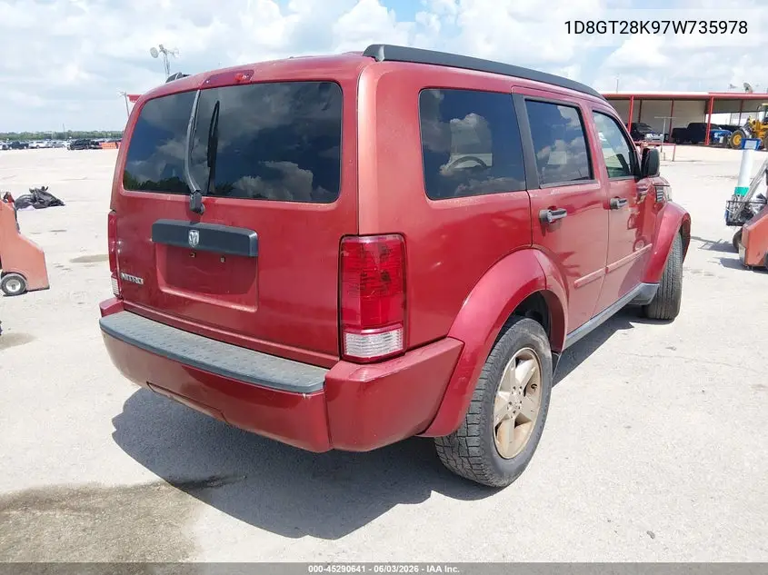 2007 Dodge Nitro Sxt VIN: 1D8GT28K97W735978 Lot: 45290641