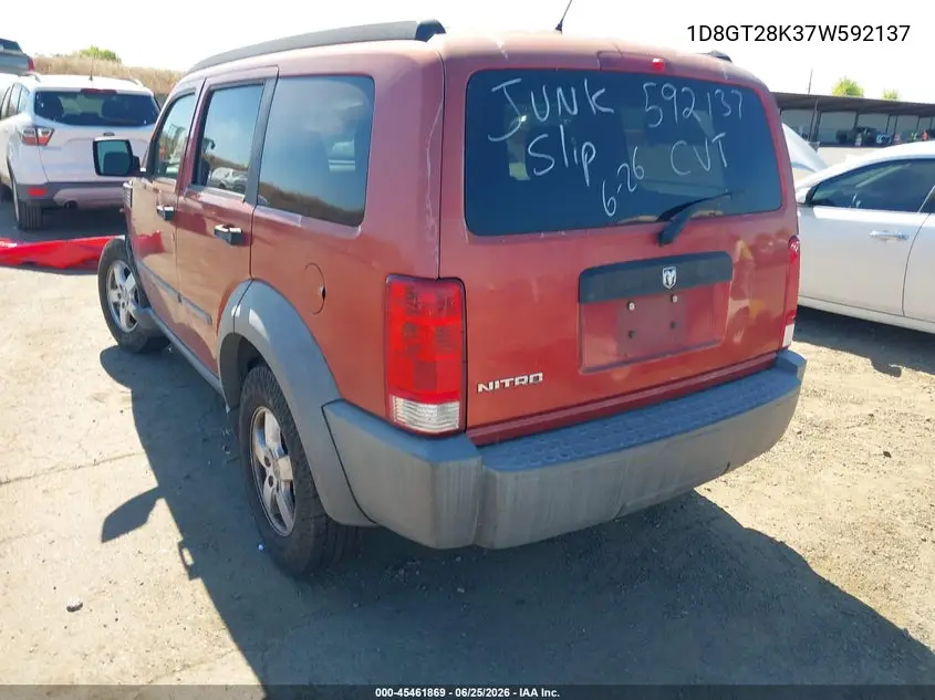 2007 Dodge Nitro Sxt VIN: 1D8GT28K37W592137 Lot: 45461869