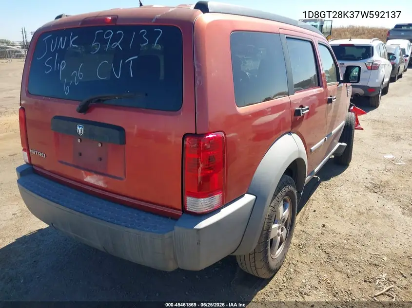 2007 Dodge Nitro Sxt VIN: 1D8GT28K37W592137 Lot: 45461869