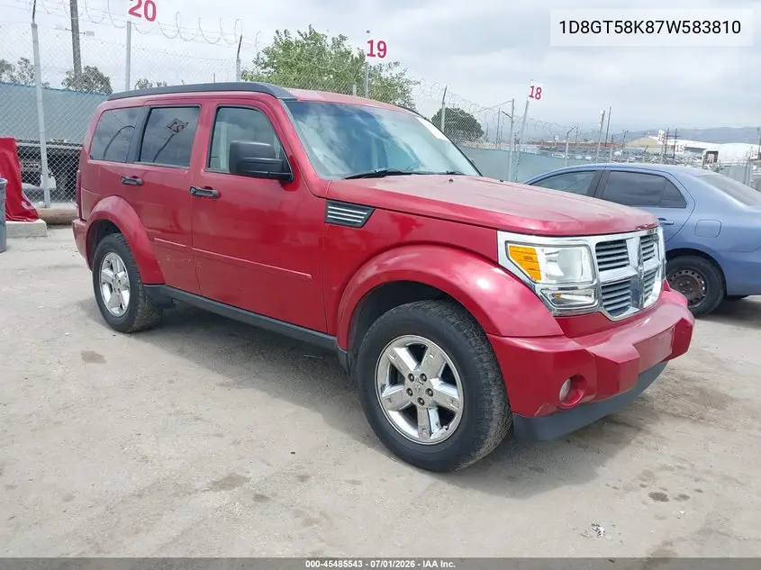 2007 Dodge Nitro Slt/Rt VIN: 1D8GT58K87W583810 Lot: 45485543