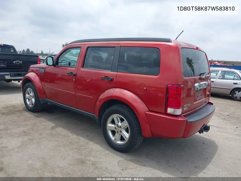 2007 Dodge Nitro Slt/Rt VIN: 1D8GT58K87W583810 Lot: 45485543