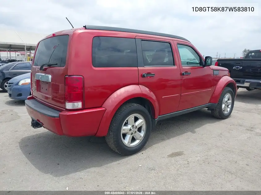 2007 Dodge Nitro Slt/Rt VIN: 1D8GT58K87W583810 Lot: 45485543