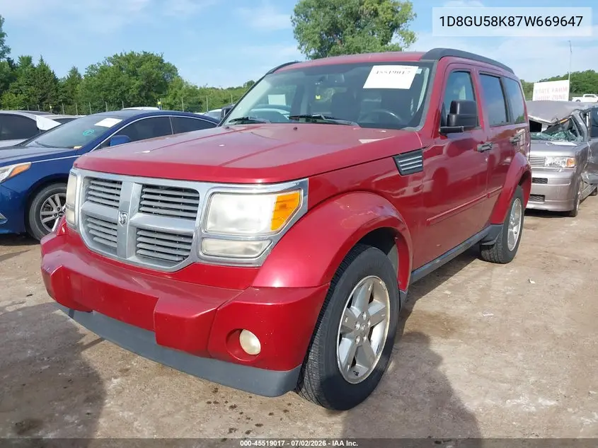 2007 Dodge Nitro Slt/Rt VIN: 1D8GU58K87W669647 Lot: 45519017