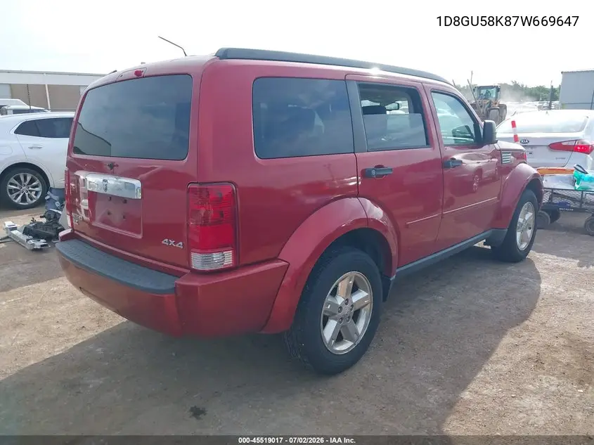2007 Dodge Nitro Slt/Rt VIN: 1D8GU58K87W669647 Lot: 45519017