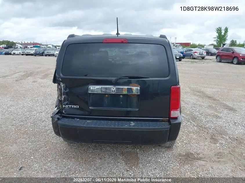 2008 Dodge Nitro Se VIN: 1D8GT28K98W218696 Lot: 20263207