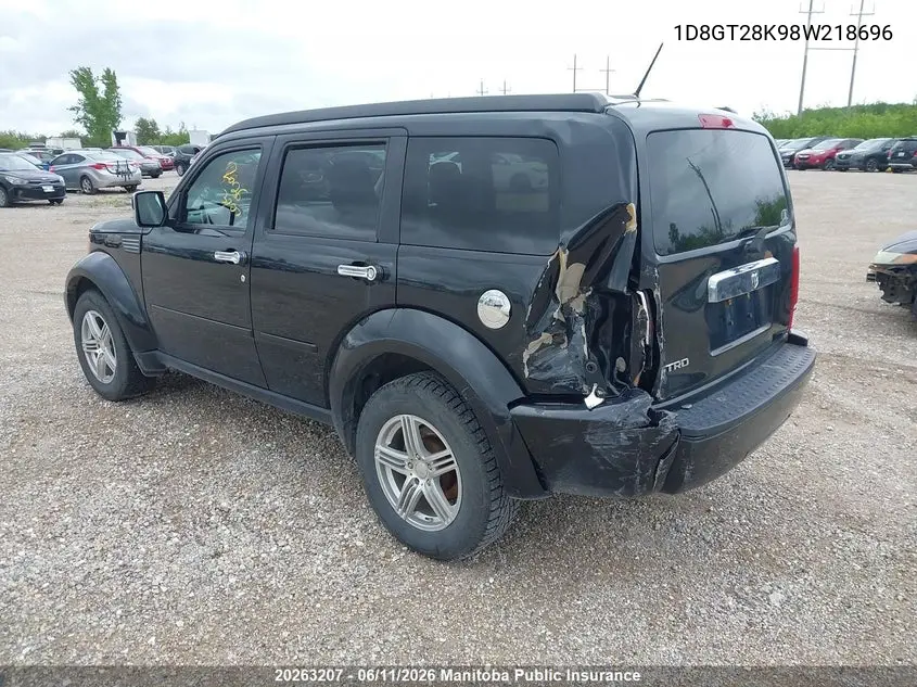 2008 Dodge Nitro Se VIN: 1D8GT28K98W218696 Lot: 20263207