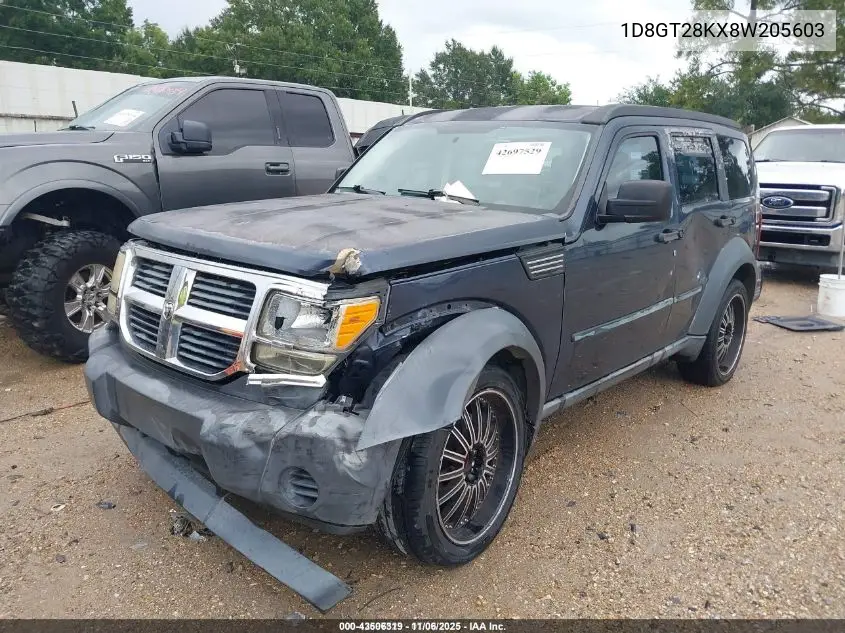 2008 Dodge Nitro Sxt VIN: 1D8GT28KX8W205603 Lot: 43506319