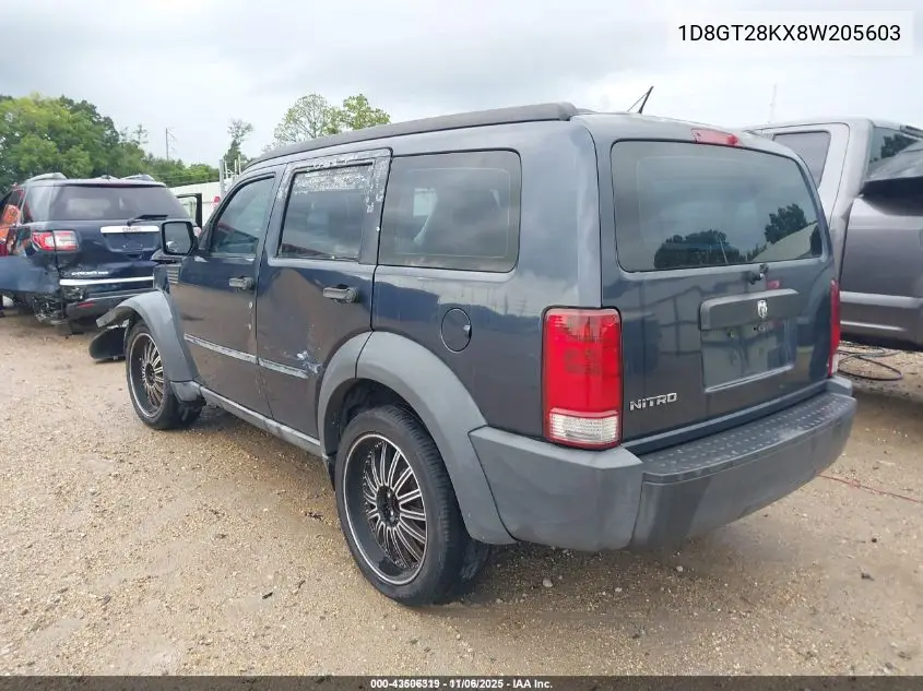 2008 Dodge Nitro Sxt VIN: 1D8GT28KX8W205603 Lot: 43506319