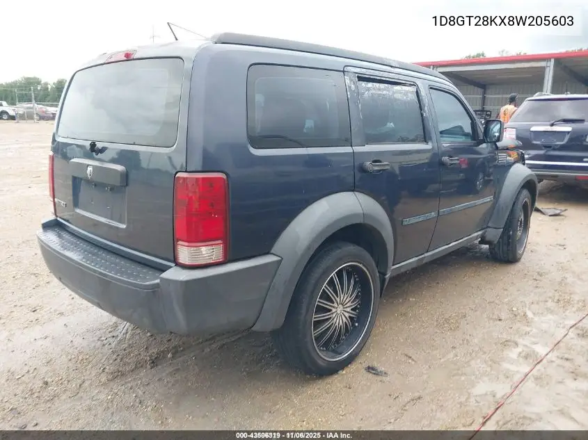 2008 Dodge Nitro Sxt VIN: 1D8GT28KX8W205603 Lot: 43506319