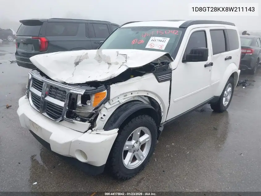2008 Dodge Nitro Sxt VIN: 1D8GT28KX8W211143 Lot: 44175042