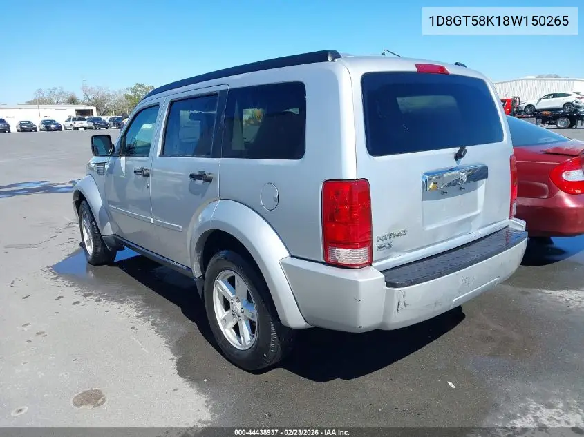 2008 Dodge Nitro Slt/Rt VIN: 1D8GT58K18W150265 Lot: 44438937
