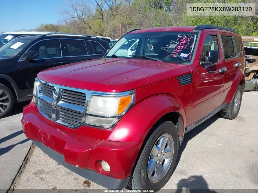 2008 Dodge Nitro Sxt VIN: 1D8GT28KX8W283170 Lot: 44668194