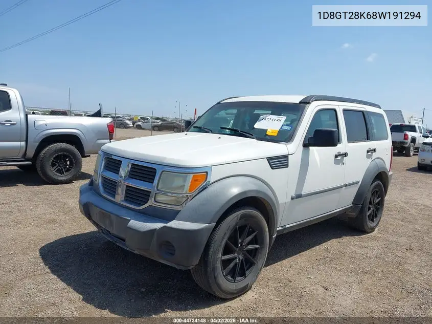 2008 Dodge Nitro Sxt VIN: 1D8GT28K68W191294 Lot: 44734148