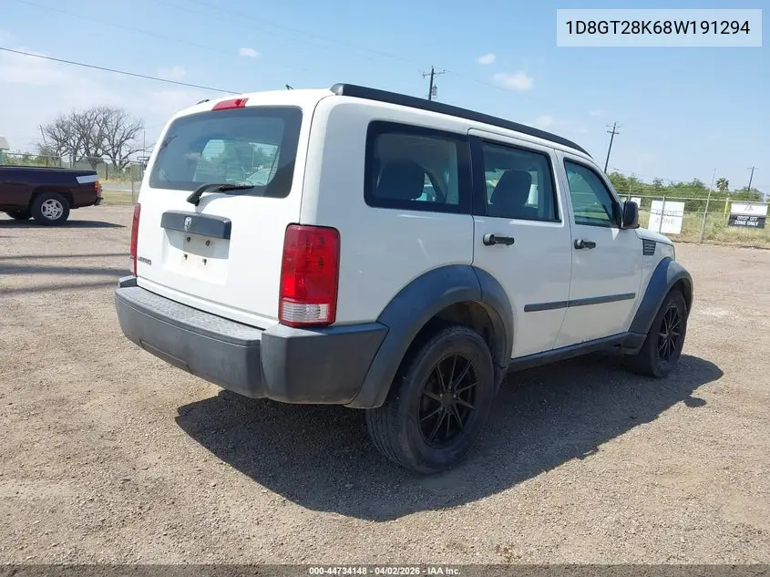 2008 Dodge Nitro Sxt VIN: 1D8GT28K68W191294 Lot: 44734148