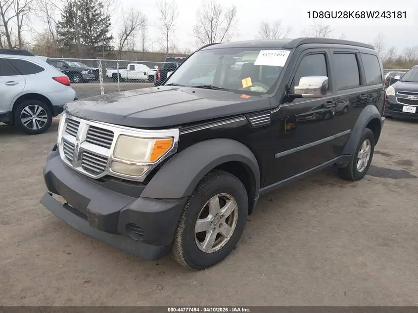 2008 Dodge Nitro Sxt VIN: 1D8GU28K68W243181 Lot: 44777494
