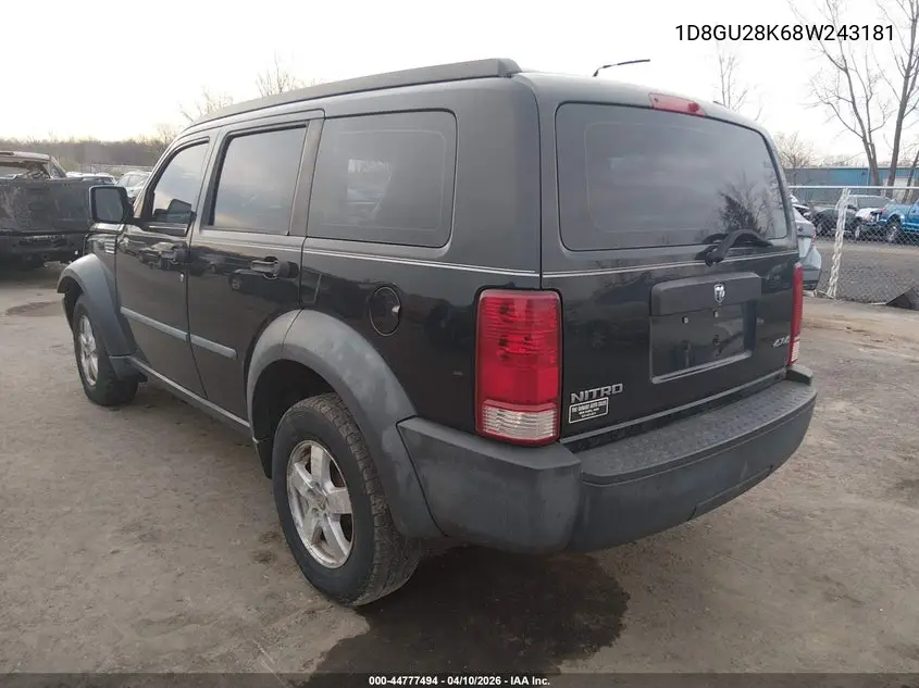 2008 Dodge Nitro Sxt VIN: 1D8GU28K68W243181 Lot: 44777494