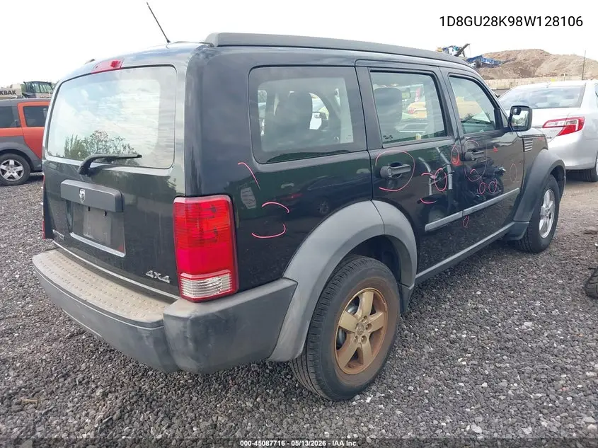 2008 Dodge Nitro Sxt VIN: 1D8GU28K98W128106 Lot: 45087716