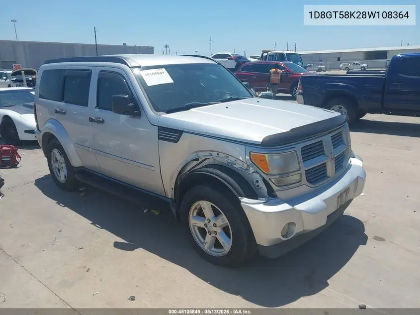 2008 Dodge Nitro Slt/Rt VIN: 1D8GT58K28W108364 Lot: 45105849