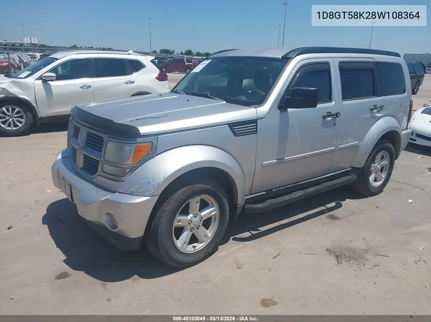 2008 Dodge Nitro Slt/Rt VIN: 1D8GT58K28W108364 Lot: 45105849