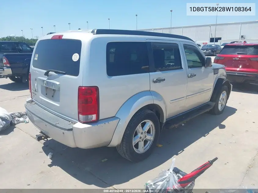 2008 Dodge Nitro Slt/Rt VIN: 1D8GT58K28W108364 Lot: 45105849