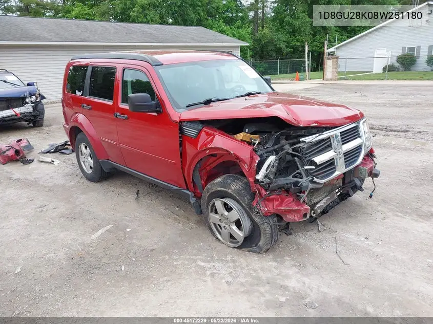 2008 Dodge Nitro Se/Sxt VIN: 1D8GU28K08W251180 Lot: 45172229