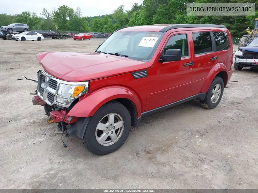 2008 Dodge Nitro Se/Sxt VIN: 1D8GU28K08W251180 Lot: 45172229