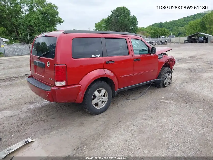 2008 Dodge Nitro Se/Sxt VIN: 1D8GU28K08W251180 Lot: 45172229