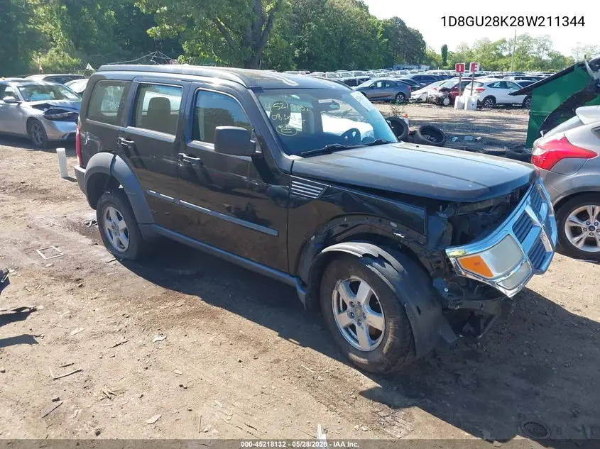 2008 Dodge Nitro Sxt VIN: 1D8GU28K28W211344 Lot: 45218132