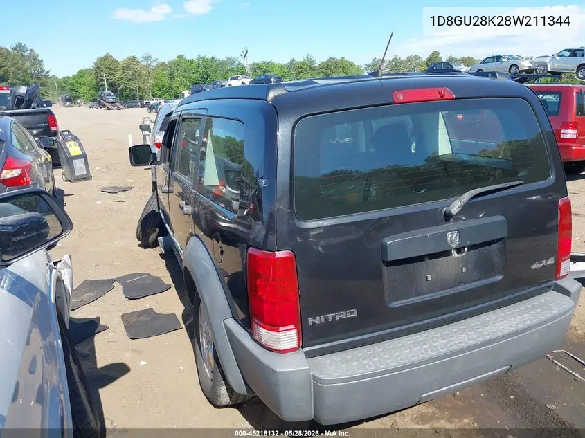 2008 Dodge Nitro Sxt VIN: 1D8GU28K28W211344 Lot: 45218132