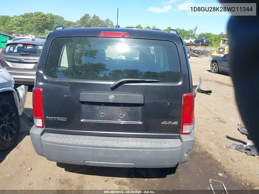 2008 Dodge Nitro Sxt VIN: 1D8GU28K28W211344 Lot: 45218132
