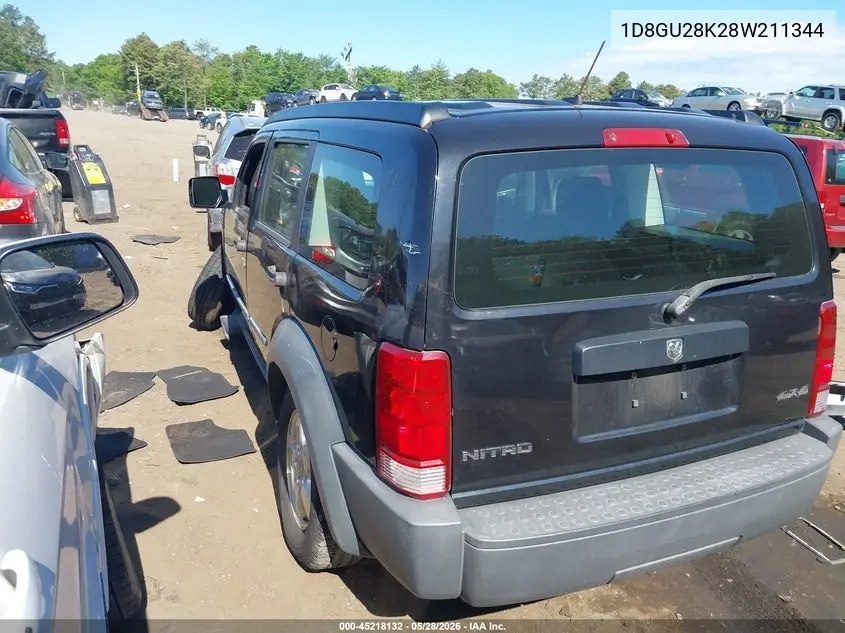 2008 Dodge Nitro Sxt VIN: 1D8GU28K28W211344 Lot: 45218132