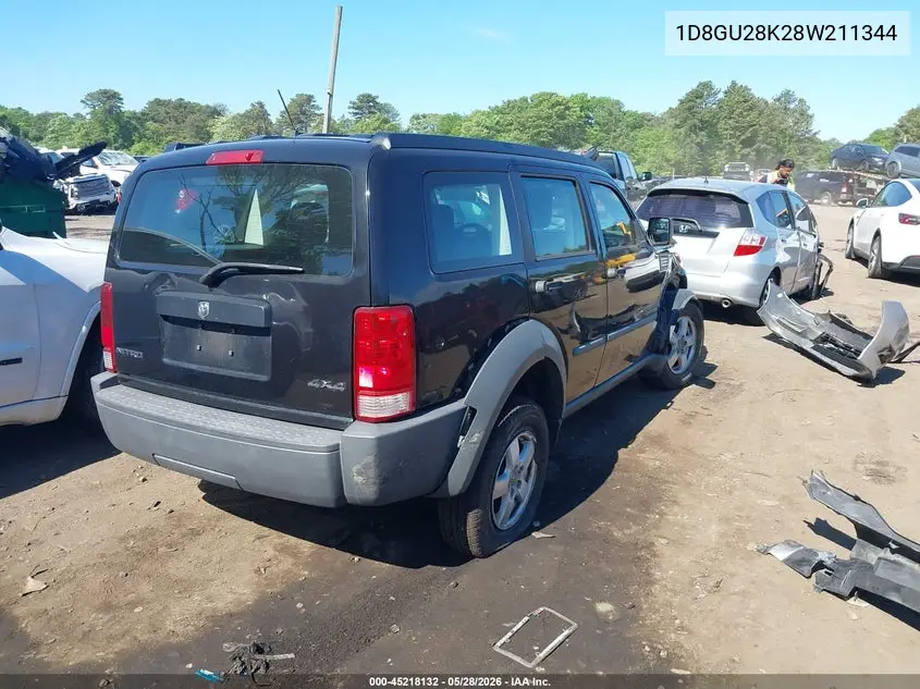 2008 Dodge Nitro Sxt VIN: 1D8GU28K28W211344 Lot: 45218132