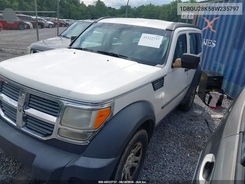 2008 Dodge Nitro Sxt VIN: 1D8GU28K58W235797 Lot: 45322737