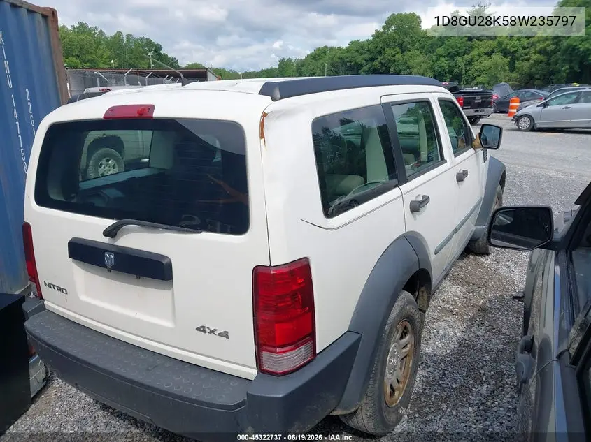 2008 Dodge Nitro Sxt VIN: 1D8GU28K58W235797 Lot: 45322737