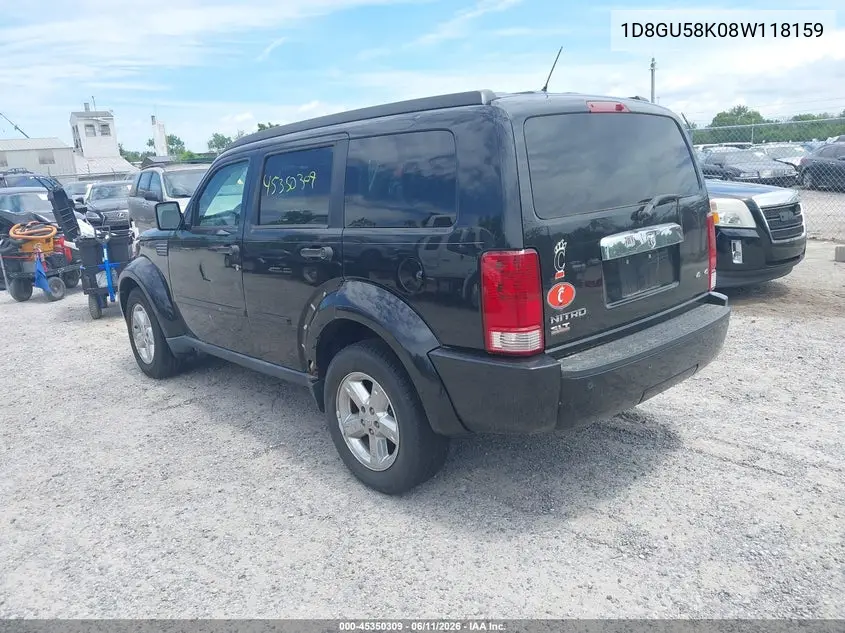 2008 Dodge Nitro Slt/Rt VIN: 1D8GU58K08W118159 Lot: 45350309