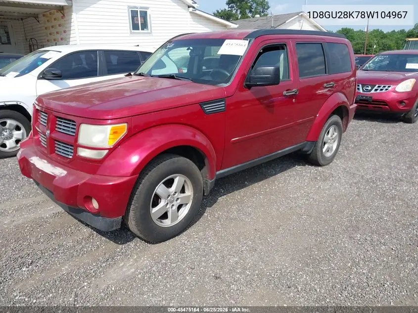 2008 Dodge Nitro Sxt VIN: 1D8GU28K78W104967 Lot: 45475164