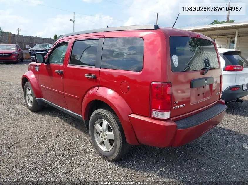 2008 Dodge Nitro Sxt VIN: 1D8GU28K78W104967 Lot: 45475164