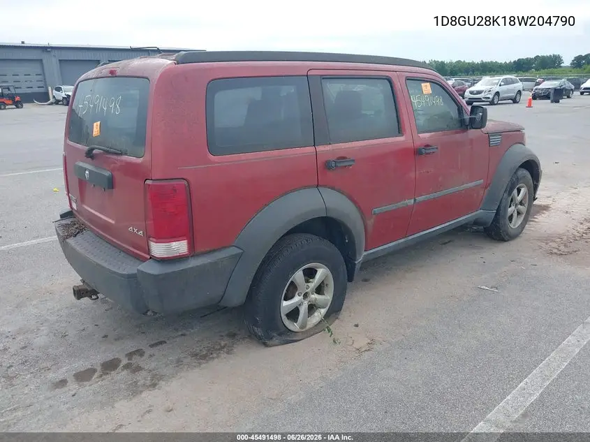 2008 Dodge Nitro Sxt VIN: 1D8GU28K18W204790 Lot: 45491498
