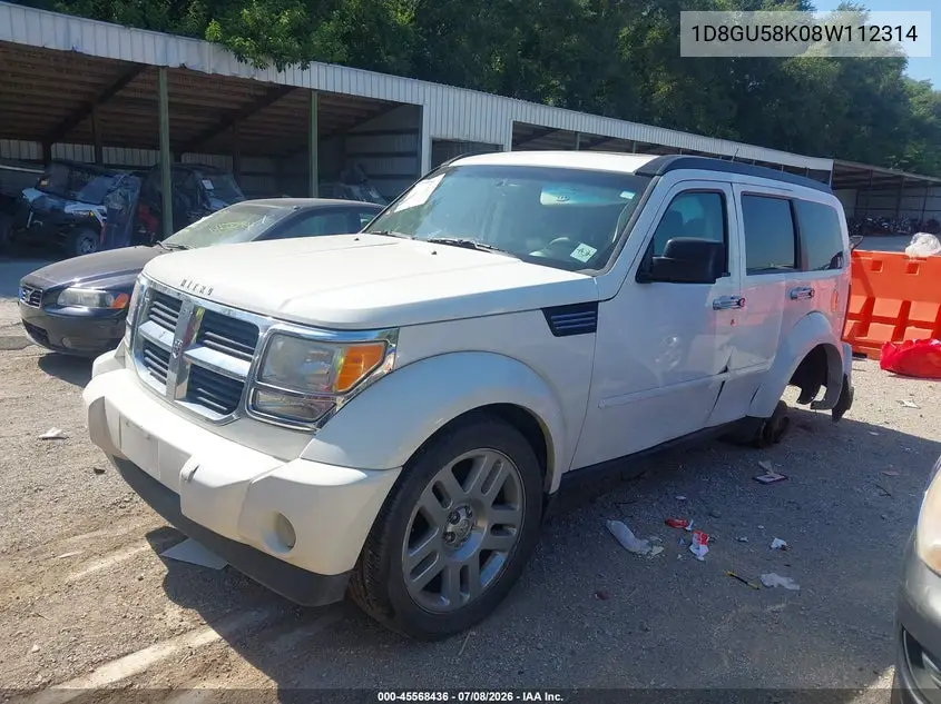 2008 Dodge Nitro Slt/Rt VIN: 1D8GU58K08W112314 Lot: 45568436