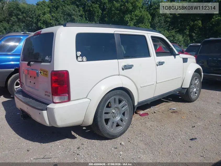 2008 Dodge Nitro Slt/Rt VIN: 1D8GU58K08W112314 Lot: 45568436