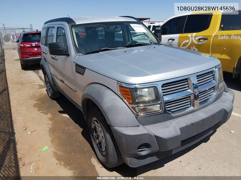 2008 Dodge Nitro Sxt VIN: 1D8GU28K28W145636 Lot: 45581348