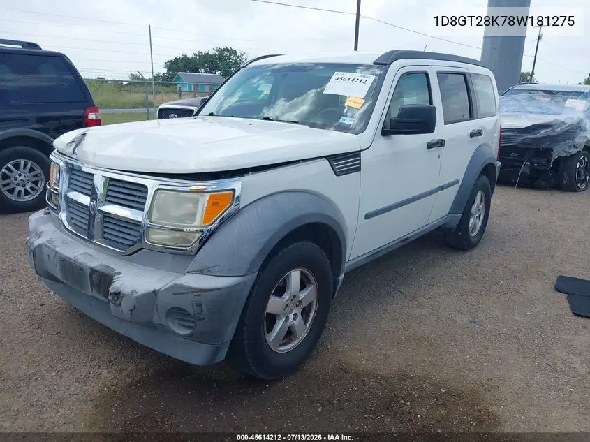 2008 Dodge Nitro Sxt VIN: 1D8GT28K78W181275 Lot: 45614212