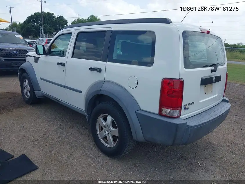 2008 Dodge Nitro Sxt VIN: 1D8GT28K78W181275 Lot: 45614212