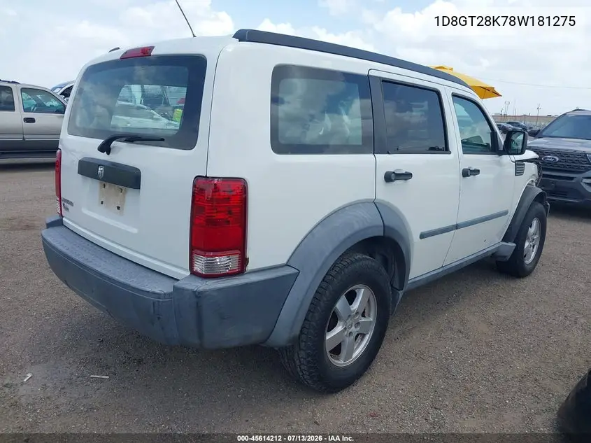 2008 Dodge Nitro Sxt VIN: 1D8GT28K78W181275 Lot: 45614212