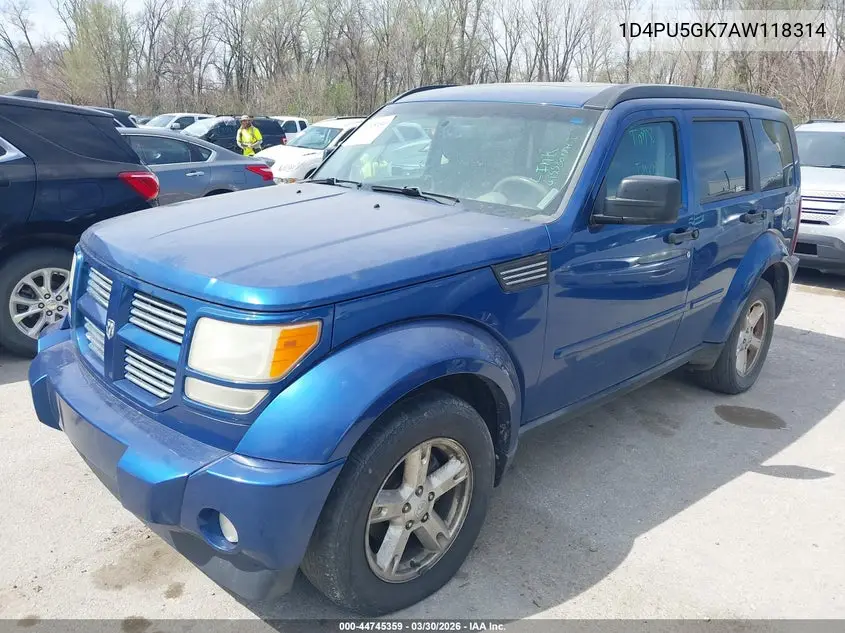 2010 Dodge Nitro Sxt VIN: 1D4PU5GK7AW118314 Lot: 44745359