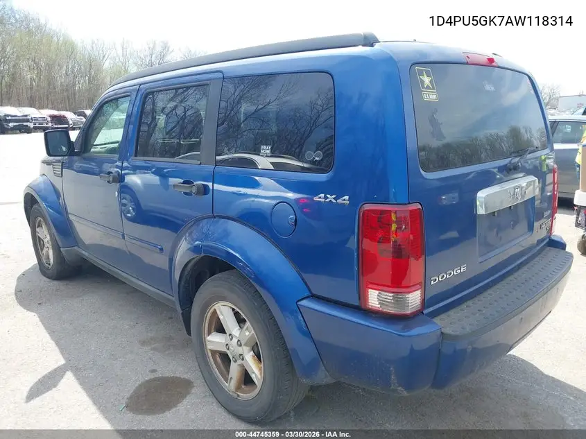 2010 Dodge Nitro Sxt VIN: 1D4PU5GK7AW118314 Lot: 44745359