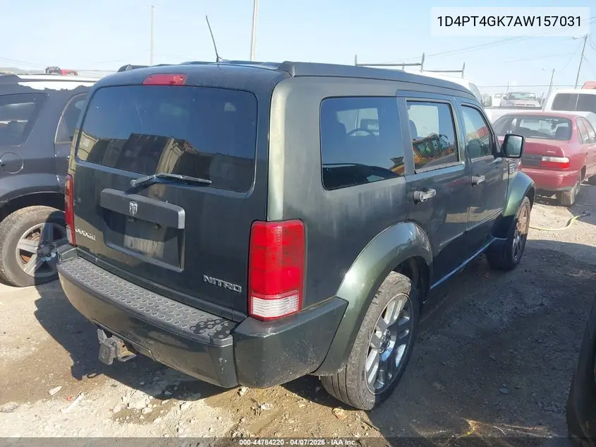 2010 Dodge Nitro Heat VIN: 1D4PT4GK7AW157031 Lot: 44784220